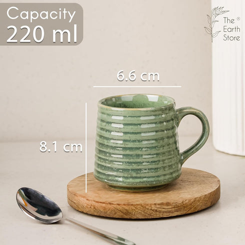 Green Ring Ceramic Tea Cup Set of 6 - The Earth Store - Tea Cups